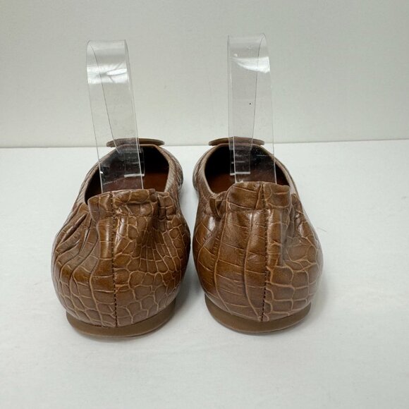 Tory Burch Embossed Leather Slip On Flats Tan - Picture 5 of 7